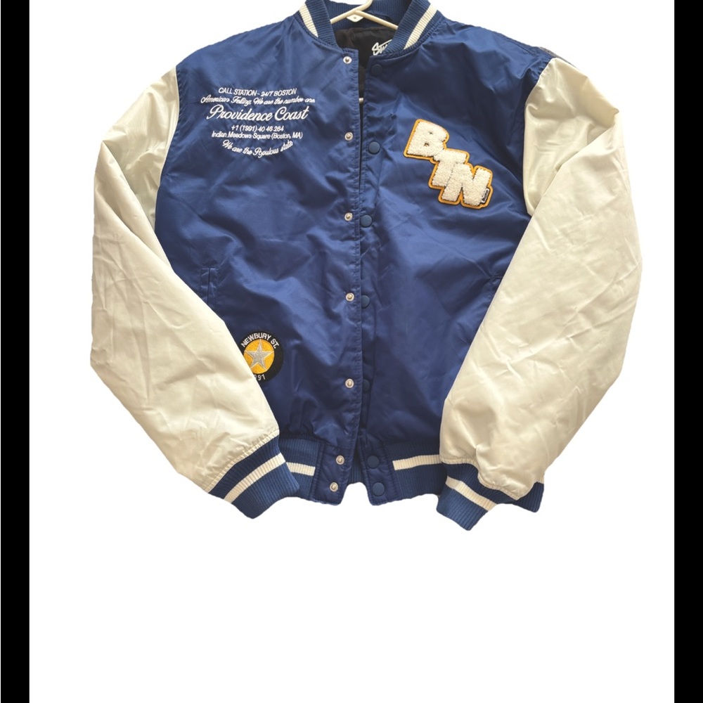 Men’s Blue and White Vintage Varsity Jacket